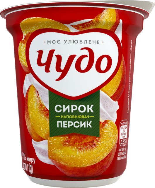 Сирок збитий ЧУДО персик 5%, 200г